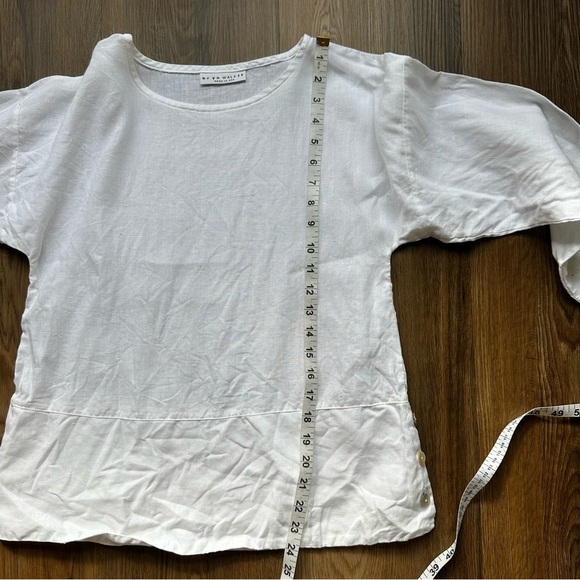BRYN WALKER Artist Oversized Linen Top White XS Long Sleeves Blouse Button USA - Picture 8 of 8